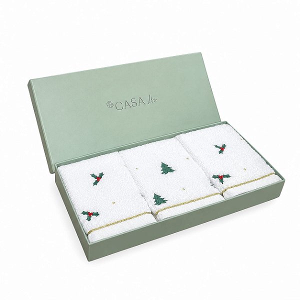 Set Toalha Lavabo Natal Felpa c/3