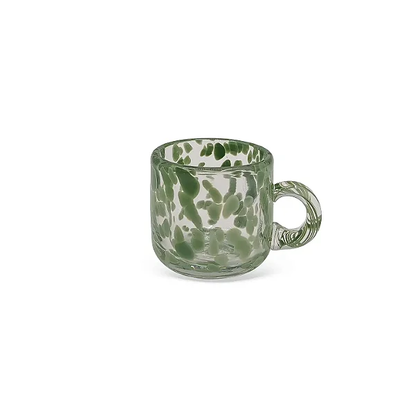 Conj 4 Xícaras Café Murano Mesclado Transparente e Verde 76ml