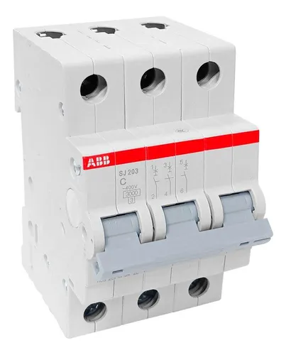 Minidisjuntor Tripolar 40A 6Ka/10Ka em 220V/380V Termomagnético Curva C SJ203-C40 :2TAZ141300R0404 -ABB