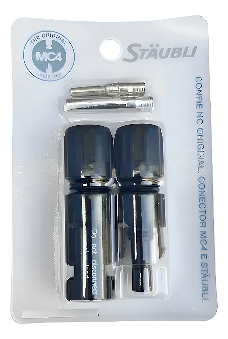 Conector MC4 Original Staubli 1 Kit com (1 machos e 1 fêmeas) cada Kit para Energia Solar :32.0016P0001+320017P0001 -STAUBLI