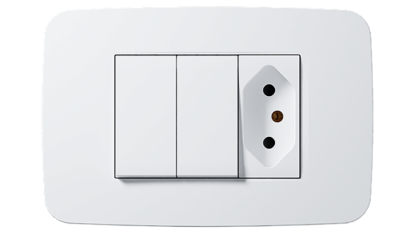 Conjunto 4X2 2 Interruptor Simples e 1 Tomada 10a  110-250v  3 Módulos Branco Origen n0536.12 bl - abb