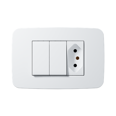 Conjunto 4X2 2 Interruptor Simples e 1 Tomada 10a 110-250v 3 Módulos Branco Origen n0536.12 bl :2cla053612n1102- abb