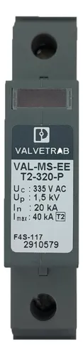 Protetor contra sobretensão tipo 2, 240-415Vca 335Vca 20Ka IP20 VAL-MS-EE-T2-1+0-320 :2910577 - PHOENIX CONTACT