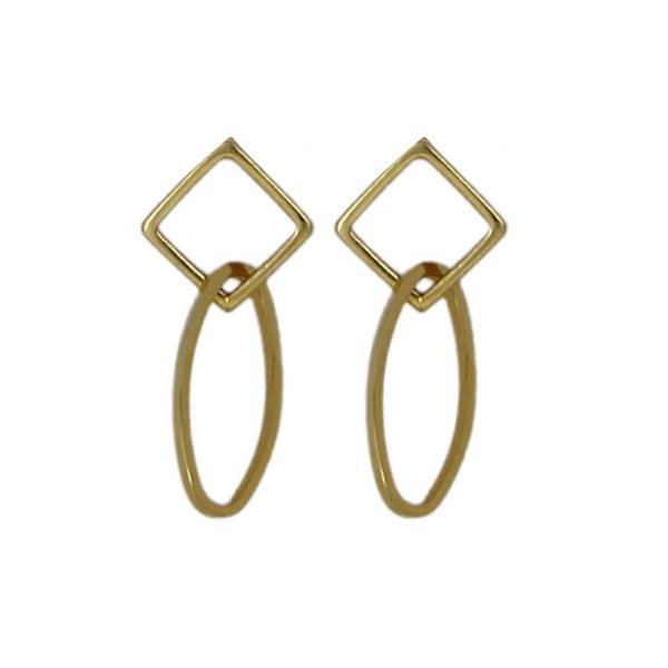 Brinco fio geométrico folheado a Ouro 18k