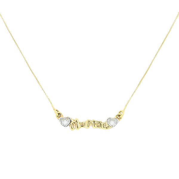 Gargantilha folheada a Ouro 18k com pingente mamãe com zircônias, 50cm