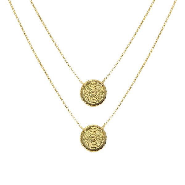 Escapulário medalha com oração Pai Nosso folheado a Ouro 18k, 70cm