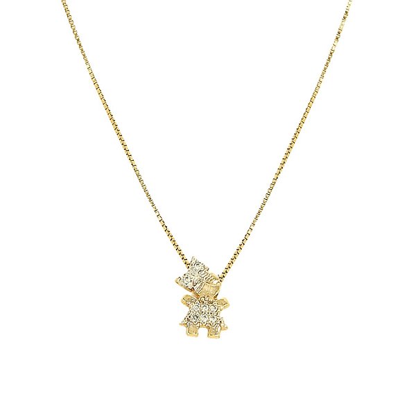 Gargantilha com pingente menina folheada a Ouro e com zircônias, 40cm