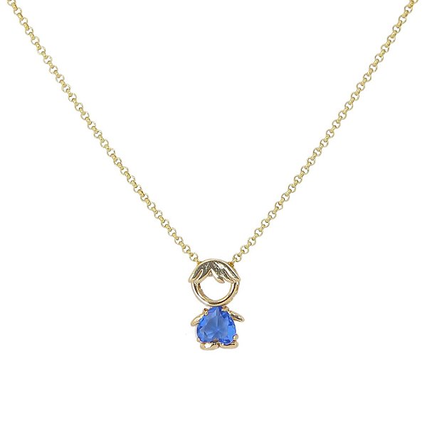 Pingente menino folheado a Ouro com pedra azul coração (sem corrente)