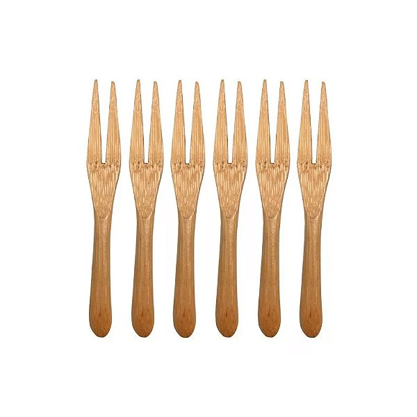 Jogo De 6 Mini Garfos De Bambu