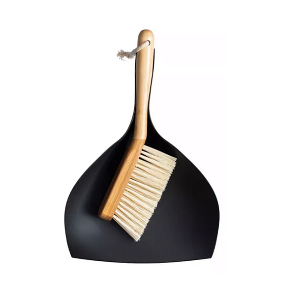 Escova de Bambu e pá para limpeza - PRETO