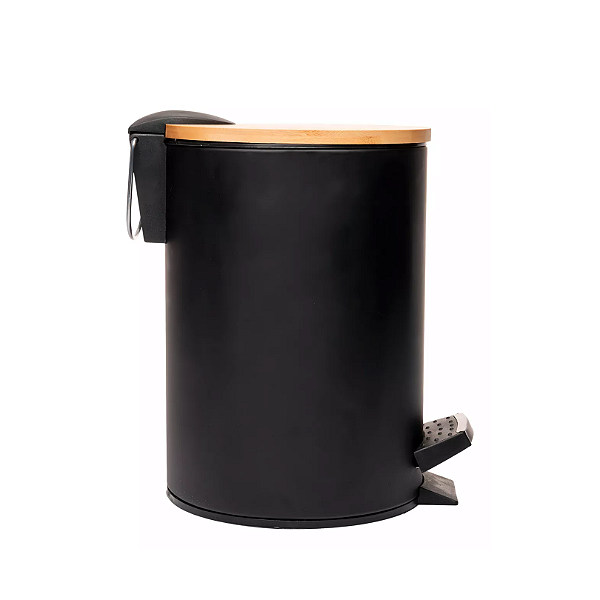 Lixeira Pedal Black - Tampa bambu 3 l