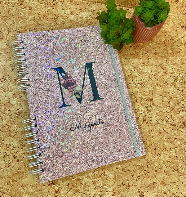 Caderno Personalizado com Nome em Glitter
