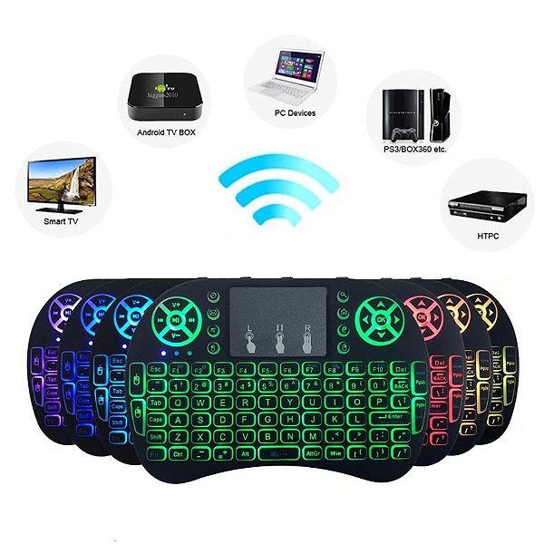 Mini Teclado Controle Sem Fio Para Smart Tv Box Iluminado Luz Led Shop do Berna