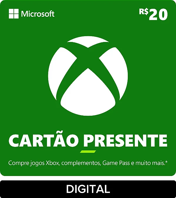 Xbox Cartão Presente R$ 20 Gift card Digital