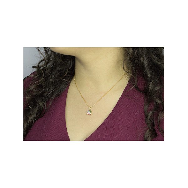 Colar com Pingente de Patinha Multicolor Folheado Dourado 18577