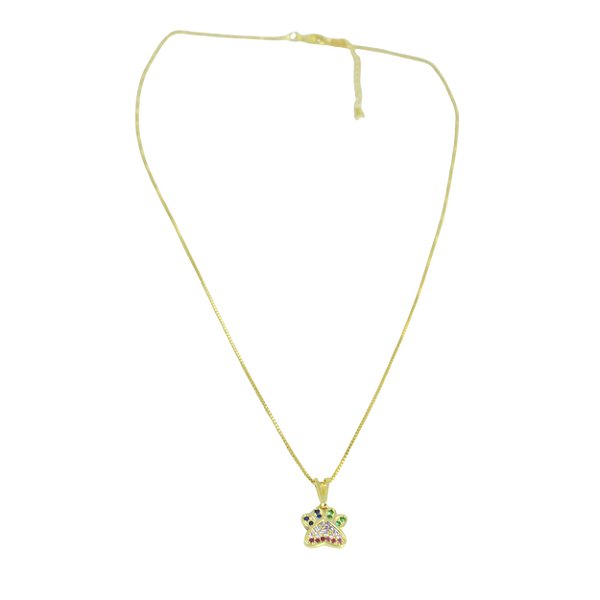 Colar com Pingente de Patinha Multicolor Folheado Dourado 18577