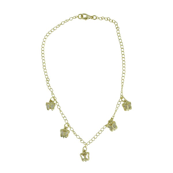 Tornozeleira com Pingentes de Borboleta Folheada Dourada 18587