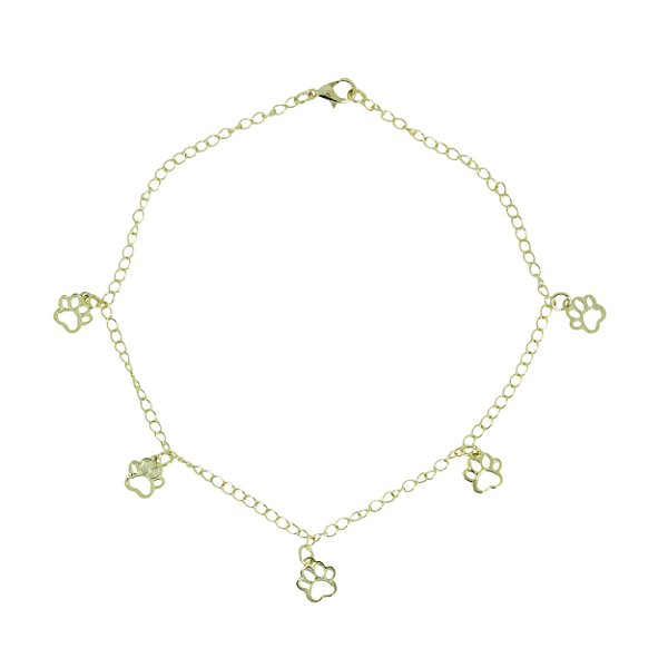 Tornozeleira com Pingentes de Patinha Folheada Dourada 18589