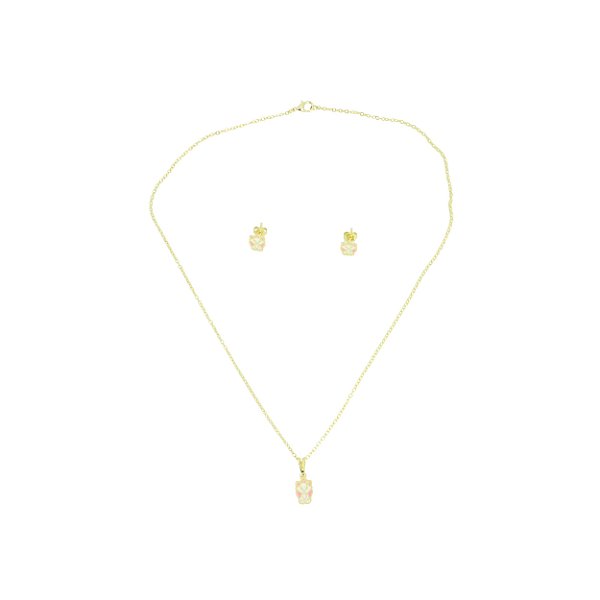 Conjunto Colar e Brinco de Gatinha Folheado Dourado 18594