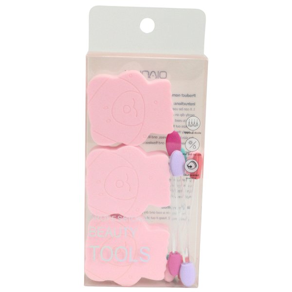 Kit 3 Esponjas para Maquiagem Forma de Ursinho e 5 Esponjas Duplas 9536