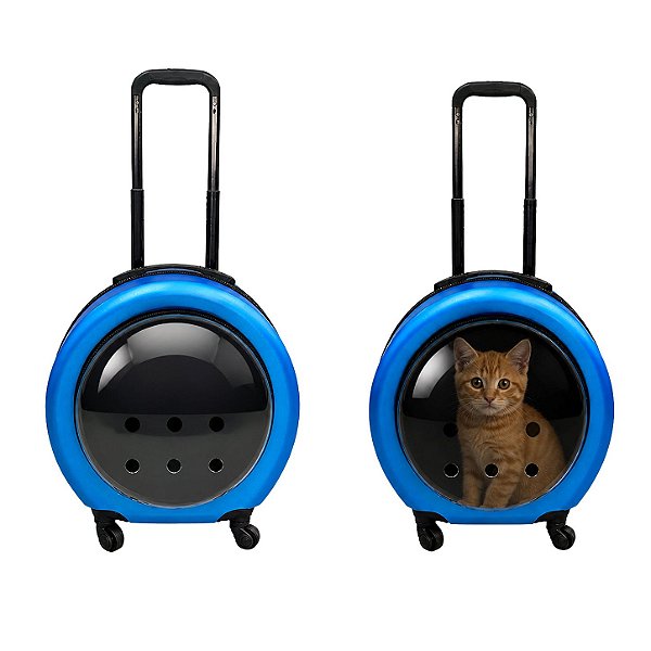 Caixa de Transporte para Cães e Gatos Tipo Mala Redonda com Visor Acrílico