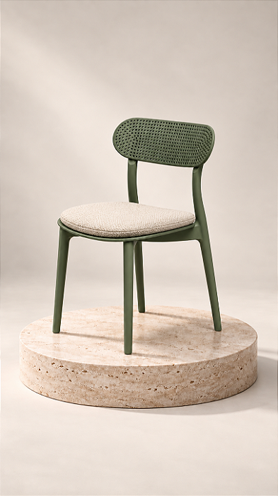 Cadeira Slim verde+ bouclé