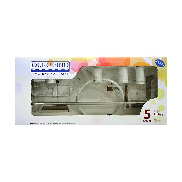 KIT DE BANHEIRO 5 PECAS (UNIC BRANCO COM CRISTAL)
