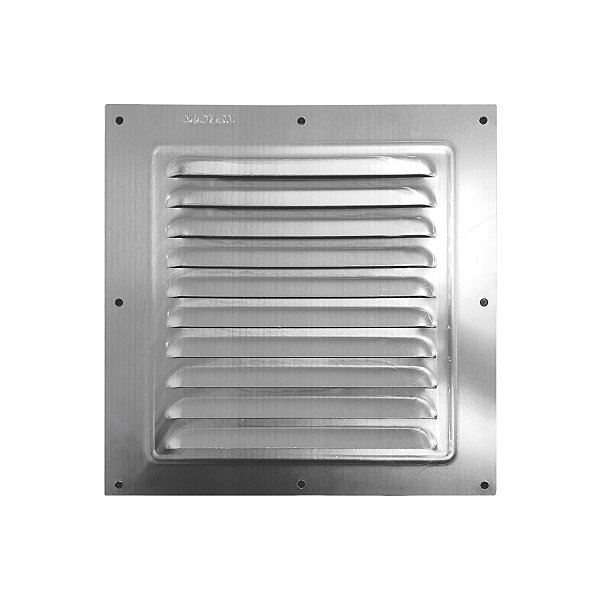 GRADE PARA VENTILACAO QUADRADA (25 X 25 CM) EM ALUMINIO COM VEDACAO E TELA PROTETORA
