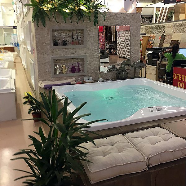 SPA FLOWER SPACRIL QUADRADO 180 x 180 x 55 CM TOP LINE  P/ 4 PESSOAS OURO FINO