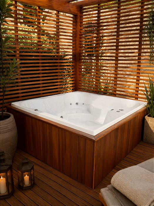 SPA FLOWER SPACRIL QUADRADO 180 x 180 x 55 CM STANDARD P/ 4 PESSOAS OURO FINO