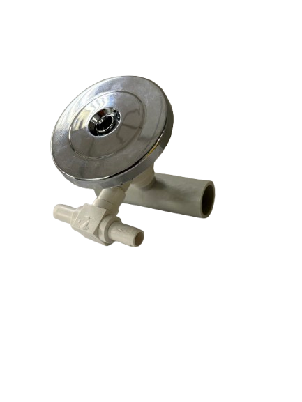 DISPOSITIVO DE HIDRO TRANSVERSAL  REDONDO C/ TAMPA P/ ENCAIXE DE MINI HIDRO CROMADO - ABERTO