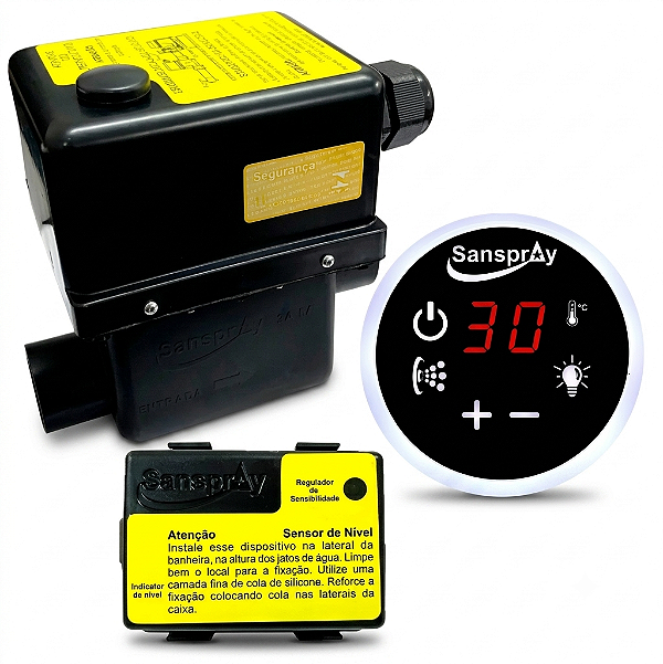 Aquecedor Sanspray Banheira Hidro Spa 8000W 220V 4 Funções Com Painel Controlador 4F Preto