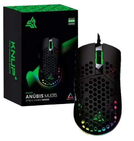 Mouse Gamer Knup Anúbis 12800 DPI Óptico RGB Com Fio Modelo KP-MU015 Preto