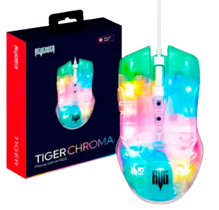 Mouse Gamer Tiger Chroma Transparente RGB MOTGR003 Revenger