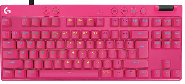 Teclado Gamer Com Fio Logitech G PRO X TKL RAPID com layout US, Switches Magnético- analógicos, Modo Rapid Trigger, Acionamento Ajustável, e RGB LIGHTSYNC - Magenta
