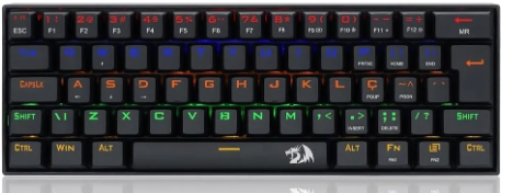 Teclado Mecânico Redragon Lakshmi Rainbow Switch Red K606r Cor de teclado Preto