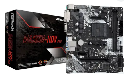 Placa Mãe ASROCK AM4 B450M-HDV R4.0 M-ATX 2XDDR4 DIMM 64GB 2XUSB2.0 4XUSB3.1 HDMI/DVI-D/D-SUB 1XM.2 Rede Giga