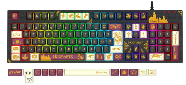 Teclado Mecanico Gamer Harry Potter Amsa Hogwart's, RGB, Full Size, ABNT2, USB, Preto - HP-592RGB