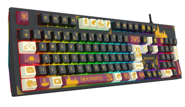 Teclado Mecanico Gamer Harry Potter Amsa Hogwart's, RGB, Full Size, ABNT2, USB, Preto - HP-592RGB