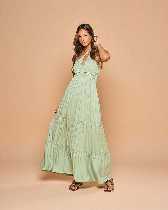 Vestido Camadas Pistache