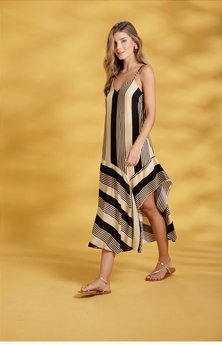 Vestido Listrado Preto