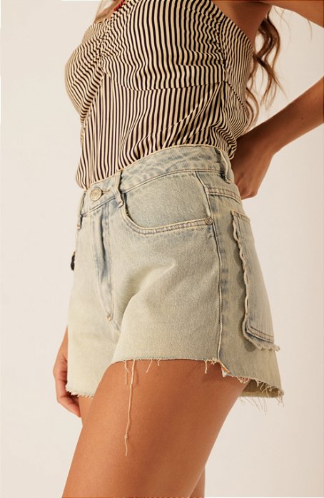 Short Jeans Waves Bordado