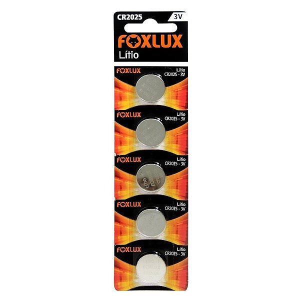 Bateria Botão Foxlux Lítio 3V CR2025 5 unidades Moeda