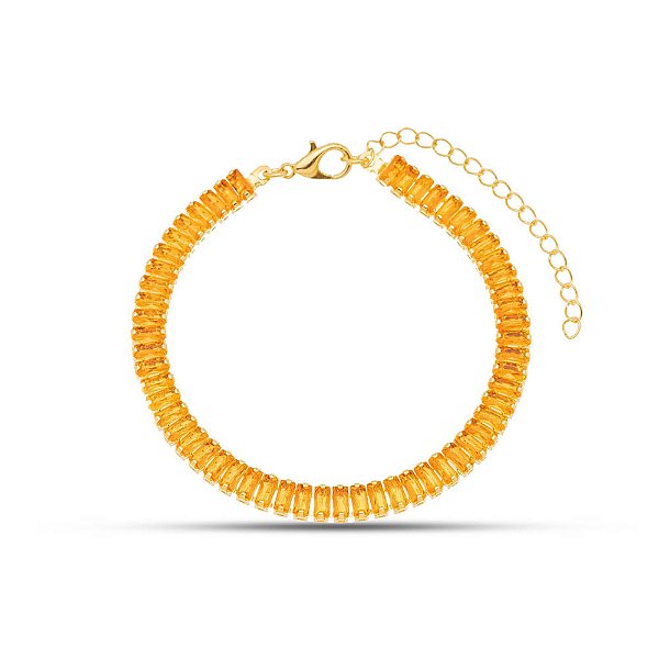 Pulseira baguete laranja dourado PL00006
