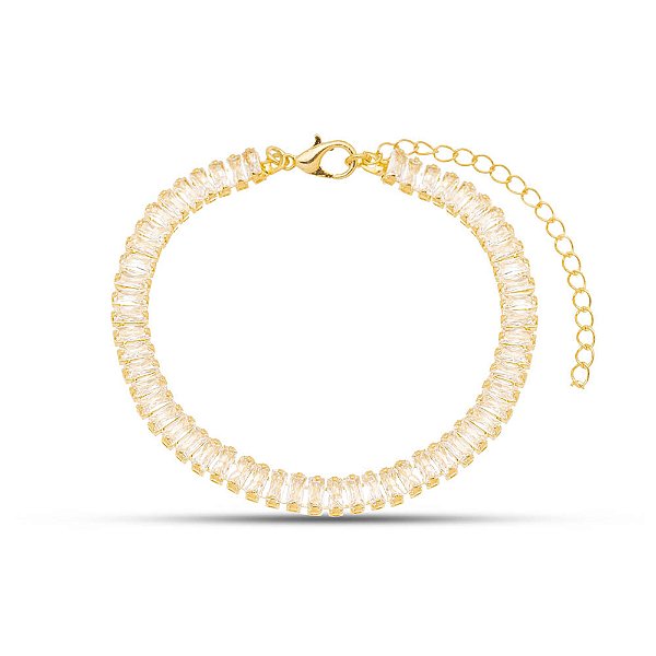 Pulseira baguete cristal dourado PL00006