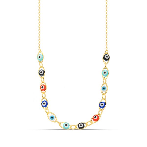 Choker olho grego dourado CL00003