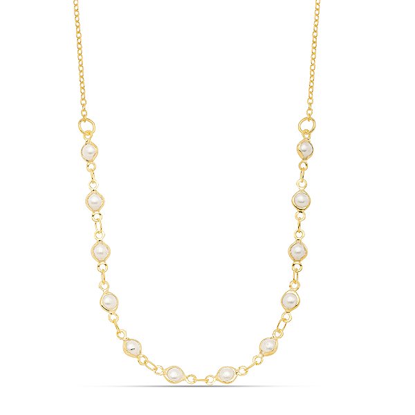 Choker com pérolas dourado CL00014