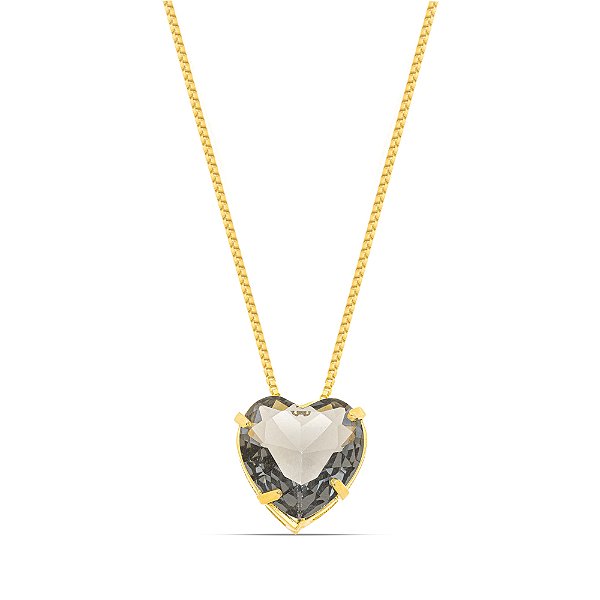 Colar coração fumê em banho de ouro CL 00017