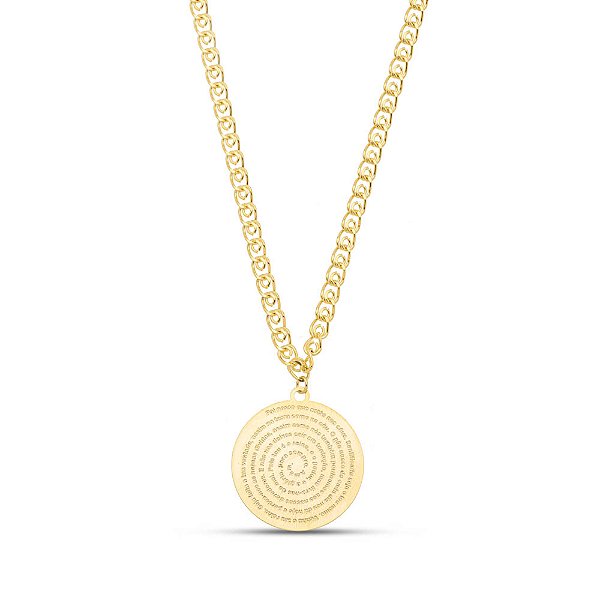 Choker corrente com pingente pai nosso em banho de ouro CL 00033