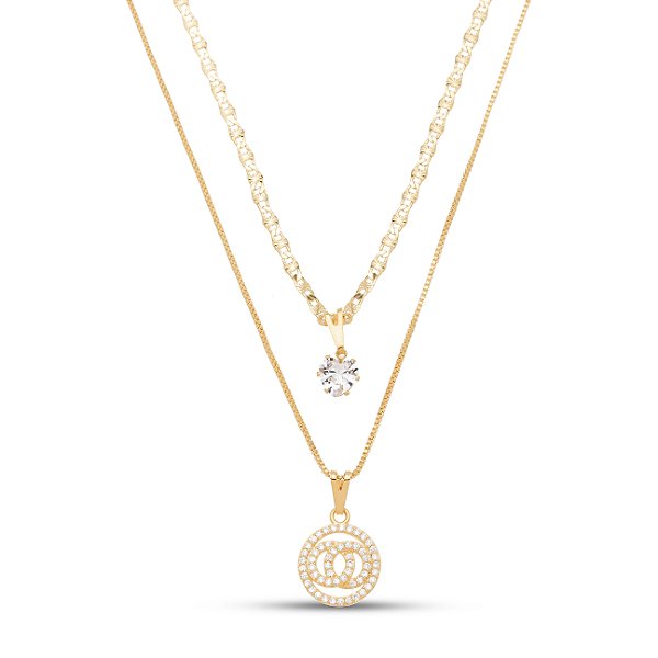 Colar duplo dourado CL 00062